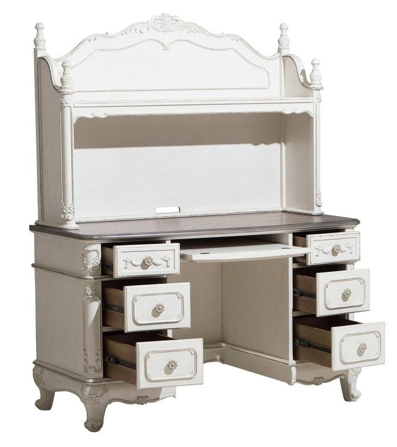Cinderella Writing Desk in Antique White with Grey Rub-Through 1386NW-11 - Town Of Bargains Furniture - NY
