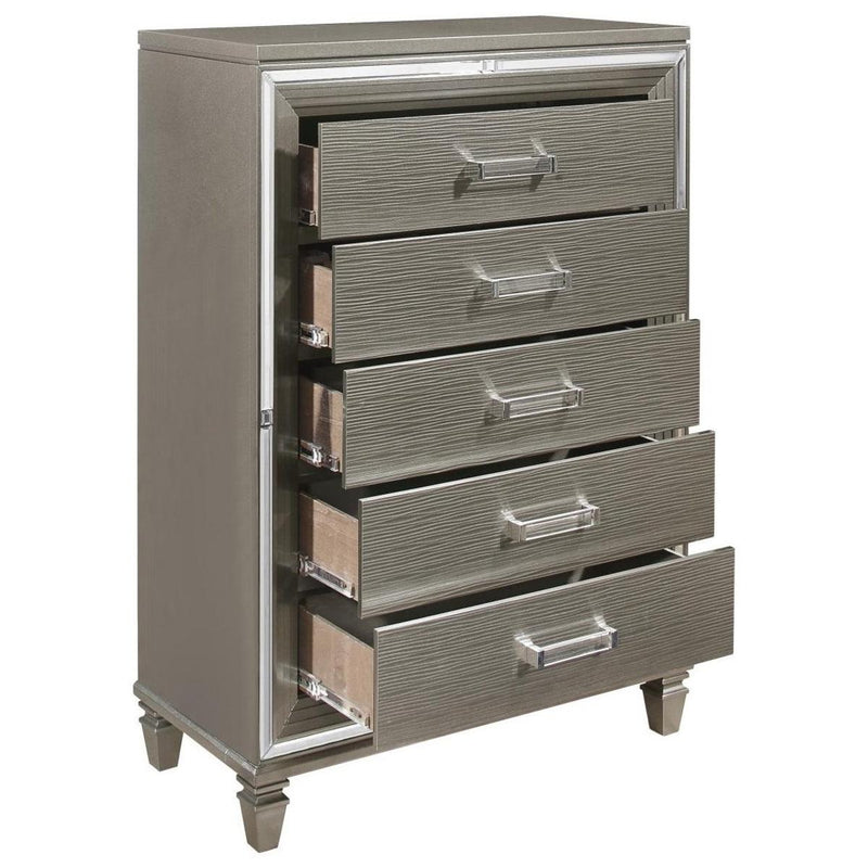 Tamsin Chest in Silver Grey Metallic 1616-9 - Town Of Bargains Furniture - NY