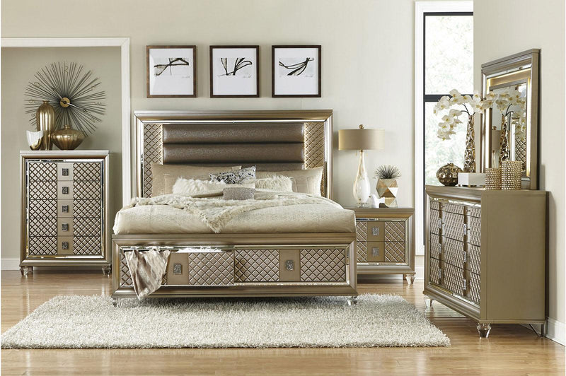 Loudon 5 Drawer Chest in Champagne Metallic 1515-9 - Town Of Bargains Furniture - NY