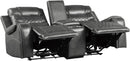 Putnam Power Double Reclining Loveseat in Gray 9405GY-2PW
