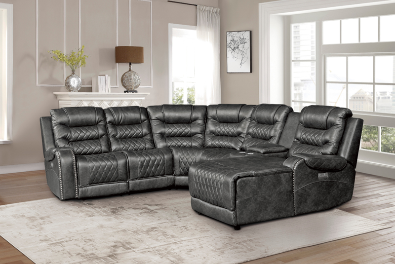 Putnam Corner Seat in Gray 9405GY-CR - Town Of Bargains Furniture - NY