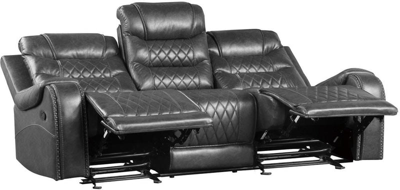 Putnam Power Double Reclining Sofa with Drop-Down in Gray 9405GY-3PW - Town Of Bargains Furniture - NY