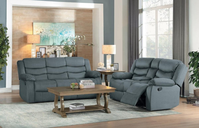 Homelegance Furniture Discus Double Reclining Loveseat in Gray 9526GY-2