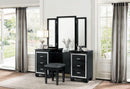 Allura Vanity Dresser with Mirror in Black 1916BK-15* - Town Of Bargains Furniture - NY