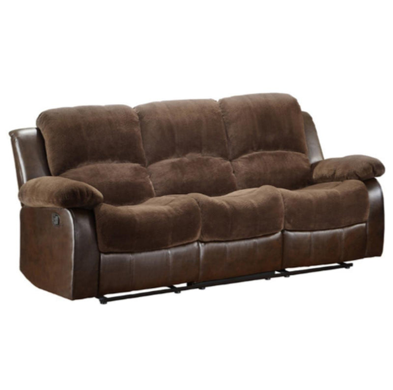 Homelegance Furniture Granley Double Reclining Sofa in Chocolate 9700FCP-3