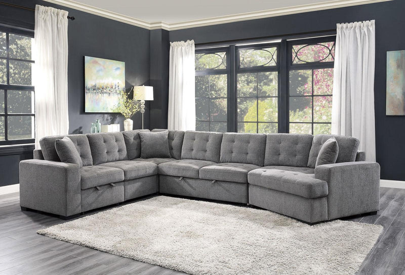Logansport Corner Seat with 1 Pillow in Gray 9401GRY-CR - Town Of Bargains Furniture - NY