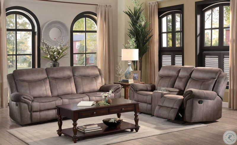 Aram Double Glider Reclining Sofa in Dark Brown 8206NF-3 - Town Of Bargains Furniture - NY