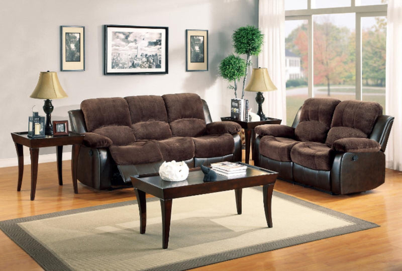 Granley Double Reclining Loveseat in Chocolate 9700FCP-2 - Town Of Bargains Furniture - NY