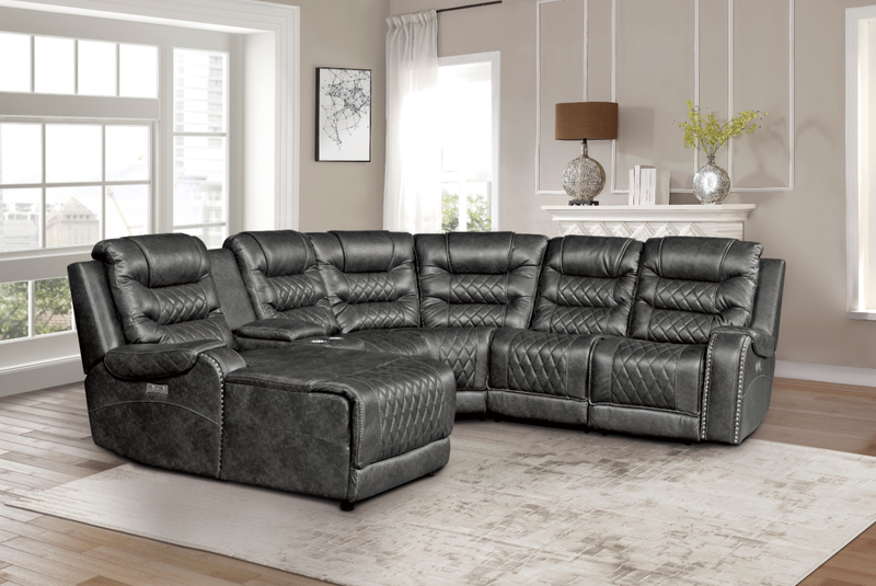 Putnam Power Left Side Reclining Chaise with USB Port in Gray 9405GY-LCPW - Town Of Bargains Furniture - NY