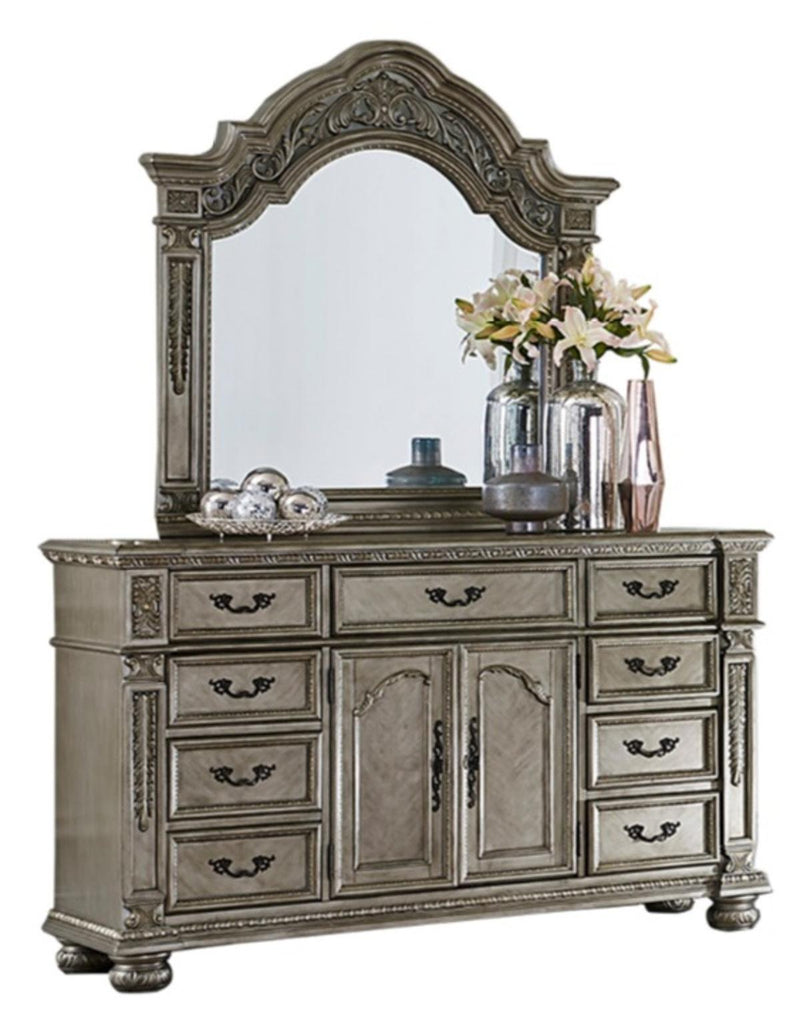 Catalonia Mirror in Platinum Gold 1824PG-6 - Town Of Bargains Furniture - NY