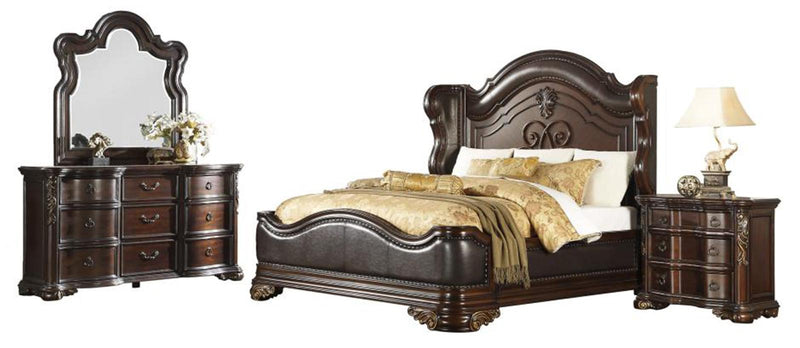 Royal Highlands King Upholstered Panel Bed in Rich Cherry 1603K-1EK - Town Of Bargains Furniture - NY