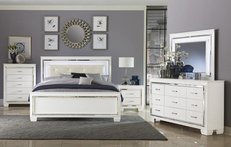 Allura Queen Panel Bed in White 1916W-1* - Town Of Bargains Furniture - NY