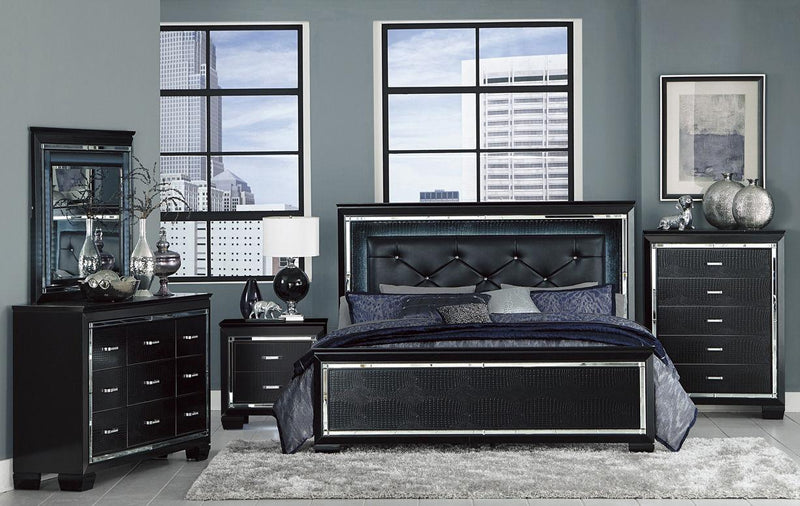 Allura Nightstand in Black 1916BK-4 - Town Of Bargains Furniture - NY