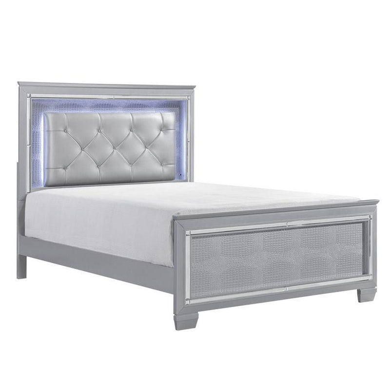 Allura Queen Panel Bed in Silver 1916-1* - Town Of Bargains Furniture - NY