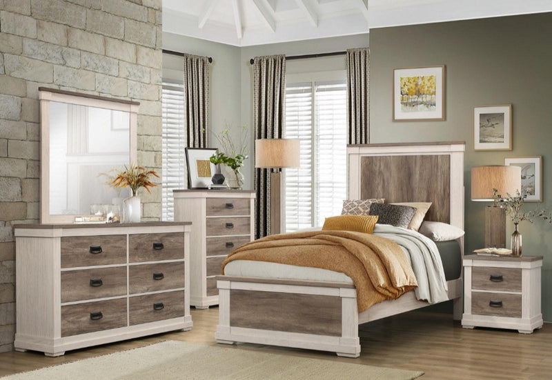 Arcadia Nightstand in White & Weathered Gray 1677-4 - Town Of Bargains Furniture - NY