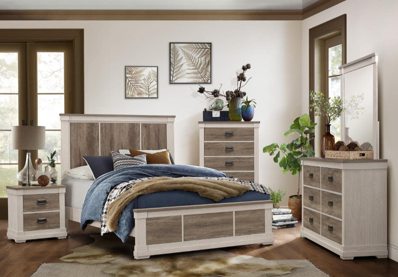 Arcadia King Panel Bed in White & Weathered Gray 1677K-1EK* - Town Of Bargains Furniture - NY