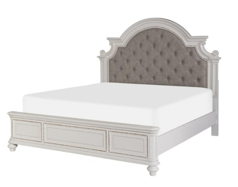 Baylesford Queen Upholstered Panel Bed in Antique White 1624W-1* - Town Of Bargains Furniture - NY