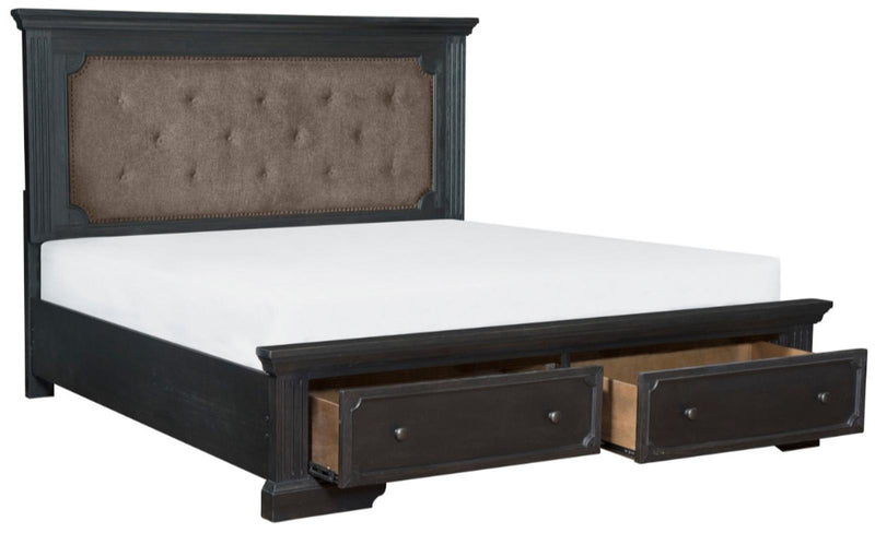 Bolingbrook Queen Upholstered Storage Platform Bed in Coffee 1647-1* - Town Of Bargains Furniture - NY