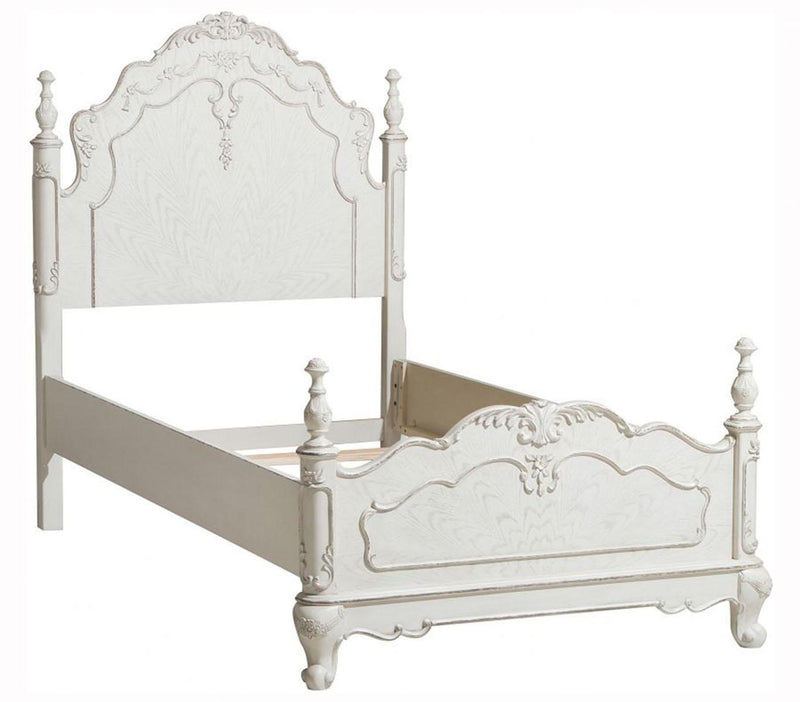 Cinderella Twin Poster Bed in Antique White 1386TNW-1* - Town Of Bargains Furniture - NY