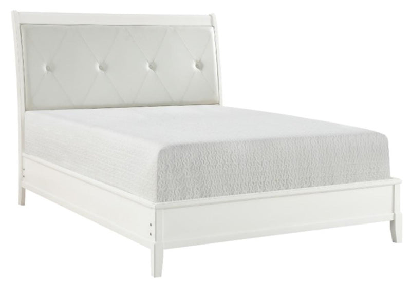 Cotterill Queen Upholstered Sleigh Bed in Antique White 1730WW-1* - Town Of Bargains Furniture - NY