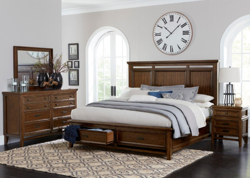 Frazier King Upholstered Storage Platform Bed in Dark Cherry 1649K-1EK* - Town Of Bargains Furniture - NY