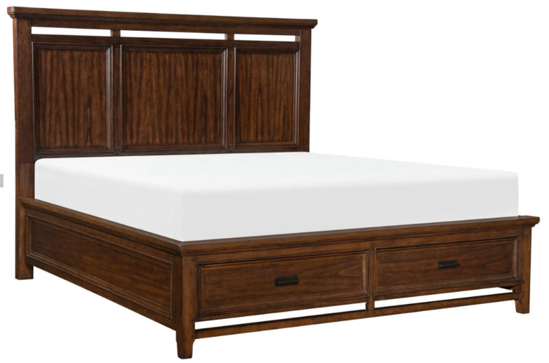 Frazier Queen Upholstered Storage Platform Bed in Dark Cherry 1649-1* - Town Of Bargains Furniture - NY