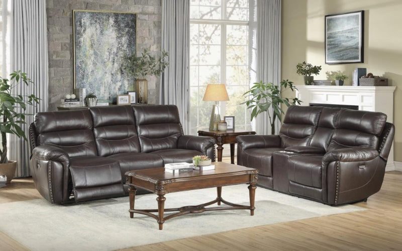 Lance Power Double Reclining Sofa with Power Headrests in Brown 9527BRW-3PWH