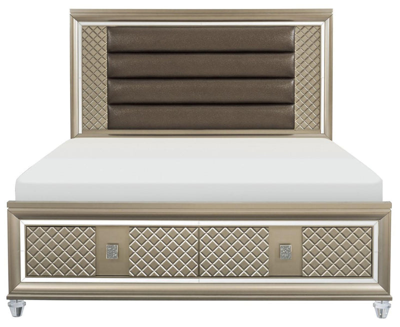 Homelegance Furniture Loudon King Platform with Storage Bed in Champagne Metallic 1515K-1EK*