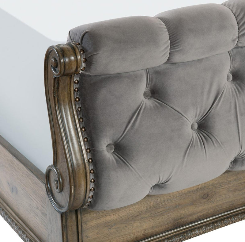 Rachelle Queen Sleigh Bed in Weathered Pecan 1693-1* - Town Of Bargains Furniture - NY