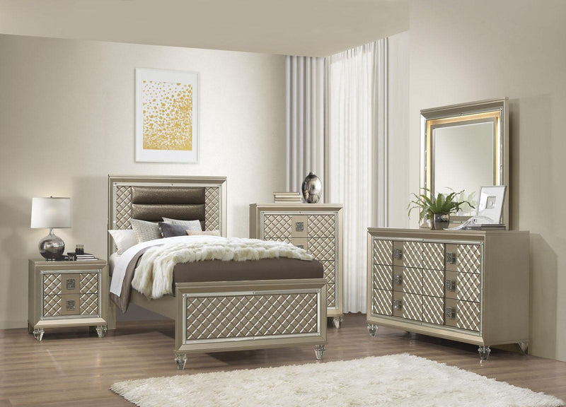 Youth Loudon Twin Platform Bed in Champagne Metallic B1515T-1* - Town Of Bargains Furniture - NY