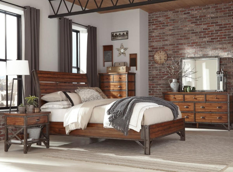 Holverson Nightstand in Rustic Brown & Gunmetal 1715-4 - Town Of Bargains Furniture - NY