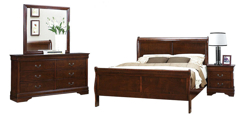 Mayville Queen Sleigh Bed in Brown Cherry 2147-1 - Town Of Bargains Furniture - NY