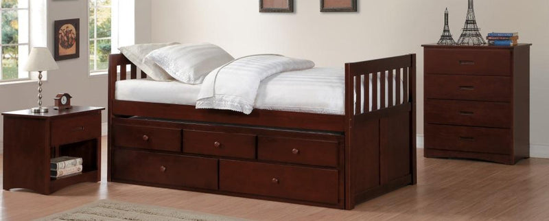 Rowe Twin/Twin Trundle Bed w/ Two Storage Drawers in Dark Cherry B2013PRDC-1* - Town Of Bargains Furniture - NY