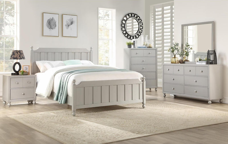 Wellsummer Queen Panel Bed in Gray 1803GY-1* - Town Of Bargains Furniture - NY
