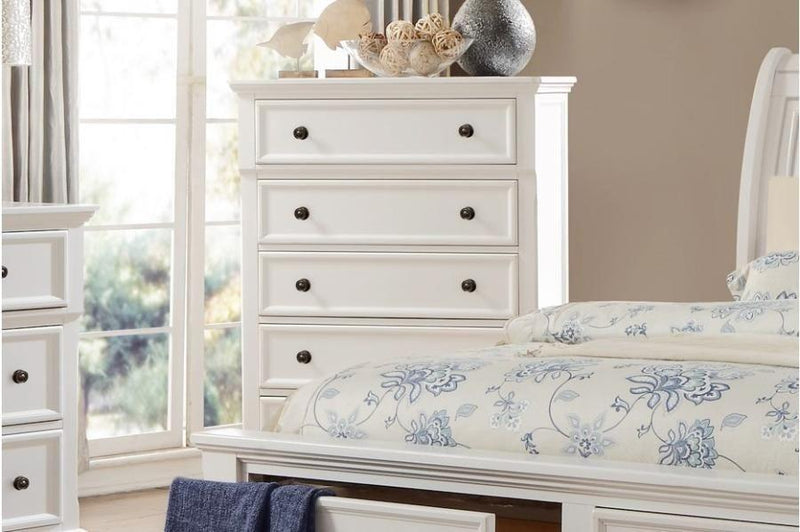 Laurelin 5 Drawer Chest in White 1714W-9 - Town Of Bargains Furniture - NY