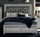 Bevelle Queen Upholstered Panel Bed in Silver 1958-1