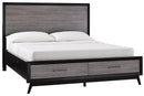 Raku Queen Storage Platform Bed in Gray 1711-1
