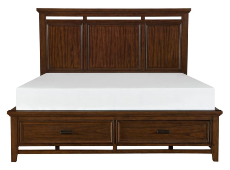 Frazier Queen Upholstered Storage Platform Bed in Dark Cherry 1649-1* - Town Of Bargains Furniture - NY