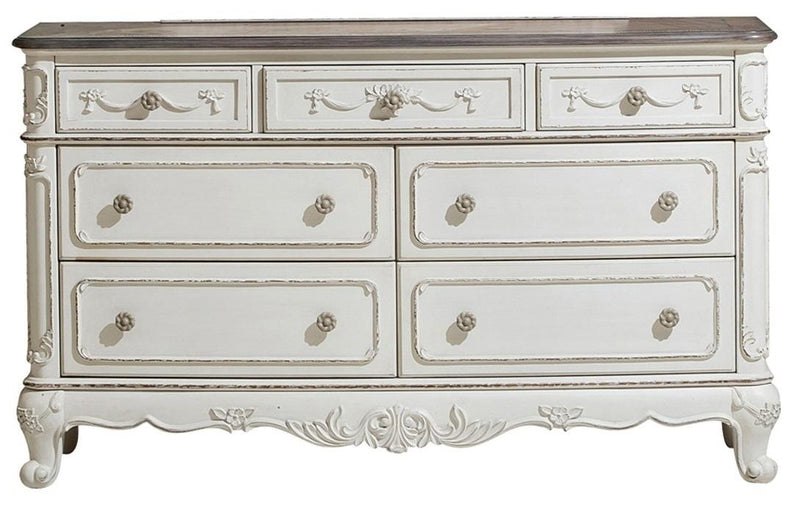 Homelegance Cinderella 7 Drawer Dresser in Antique White with Grey Rub-Through 1386NW-5 image