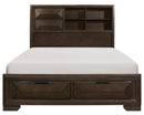Chesky Queen Bookcase Bed with Footboard Storage in Warm Espresso 1753-1*