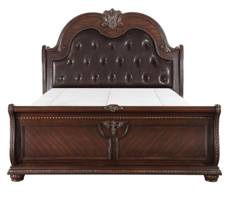 Cavalier Queen Sleigh Bed in Dark Cherry 1757-1* - Town Of Bargains Furniture - NY