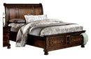 Cumberland Queen Sleigh Platform Bed with Footboard Storage in Brown Cherry 2159-1*