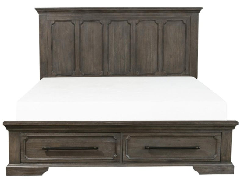 Taulon Queen Platform Bed with Footboard Storage in Dark Oak 5438-1* - Town Of Bargains Furniture - NY