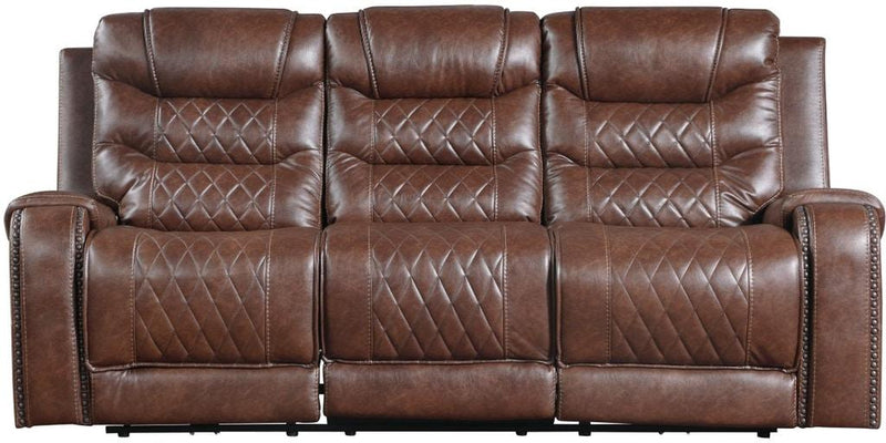 Homelegance Furniture Putnam Double Reclining Sofa with Drop-Down in Brown 9405BR-3 image