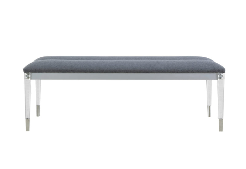 Lando Silver Bench With Acrylic Legs - Town Of Bargains Furniture - NY