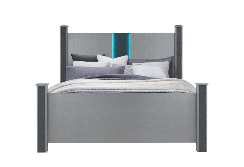 Logan Silver Bed With Led And Speakers - Town Of Bargains Furniture - NY