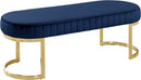 Lemar Navy Velvet Bench - Town Of Bargains Furniture - NY