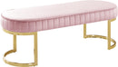 Lemar Pink Velvet Bench - Town Of Bargains Furniture - NY