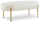 Gia Cream Velvet Bench - Town Of Bargains Furniture - NY