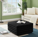 Lorenzo Black Velvet Ottoman - Town Of Bargains Furniture - NY